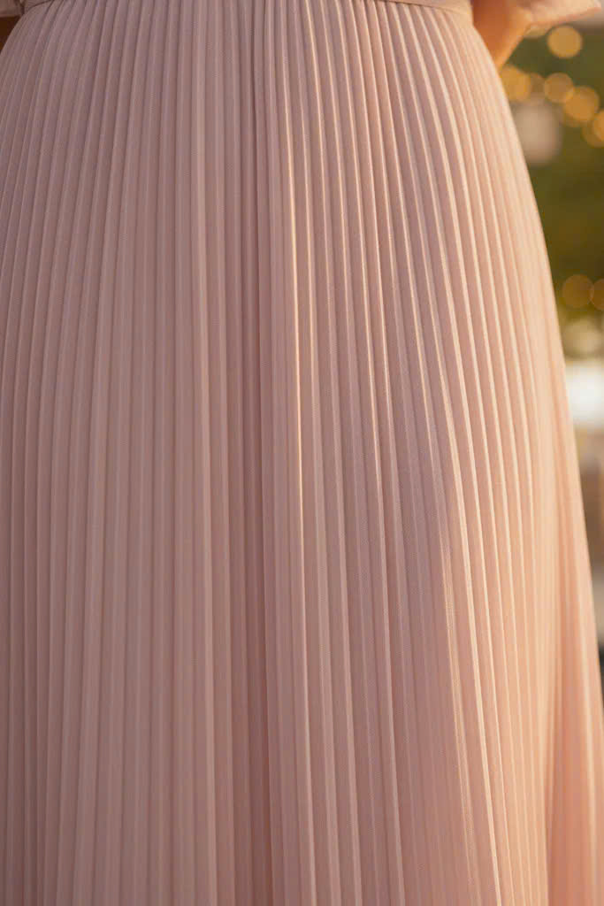 Đầm Xoè Dập Ly Hồng Pastel thời trang thiết kế Hity DRE194