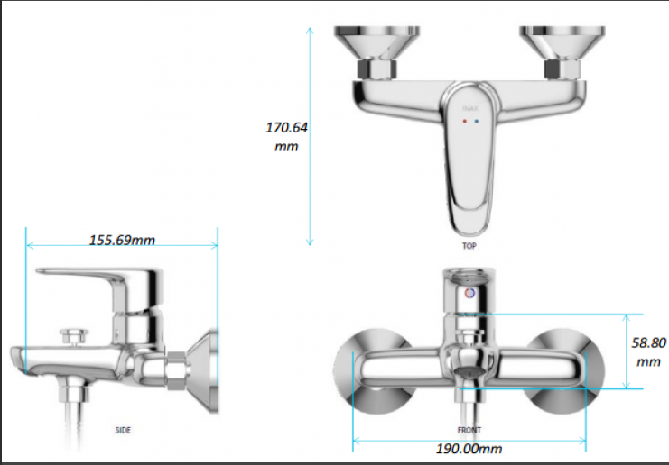 Vòi Sen Tắm Nóng Lạnh Inax BFV-1113S- 8C - Hàng Chính hãng