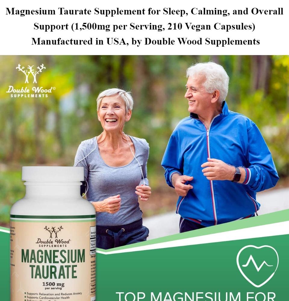 Magnesium Taurate Supplement for Sleep, Calming, and Overall Support 1,500mg Manufactured in USA, 1200 Capsules