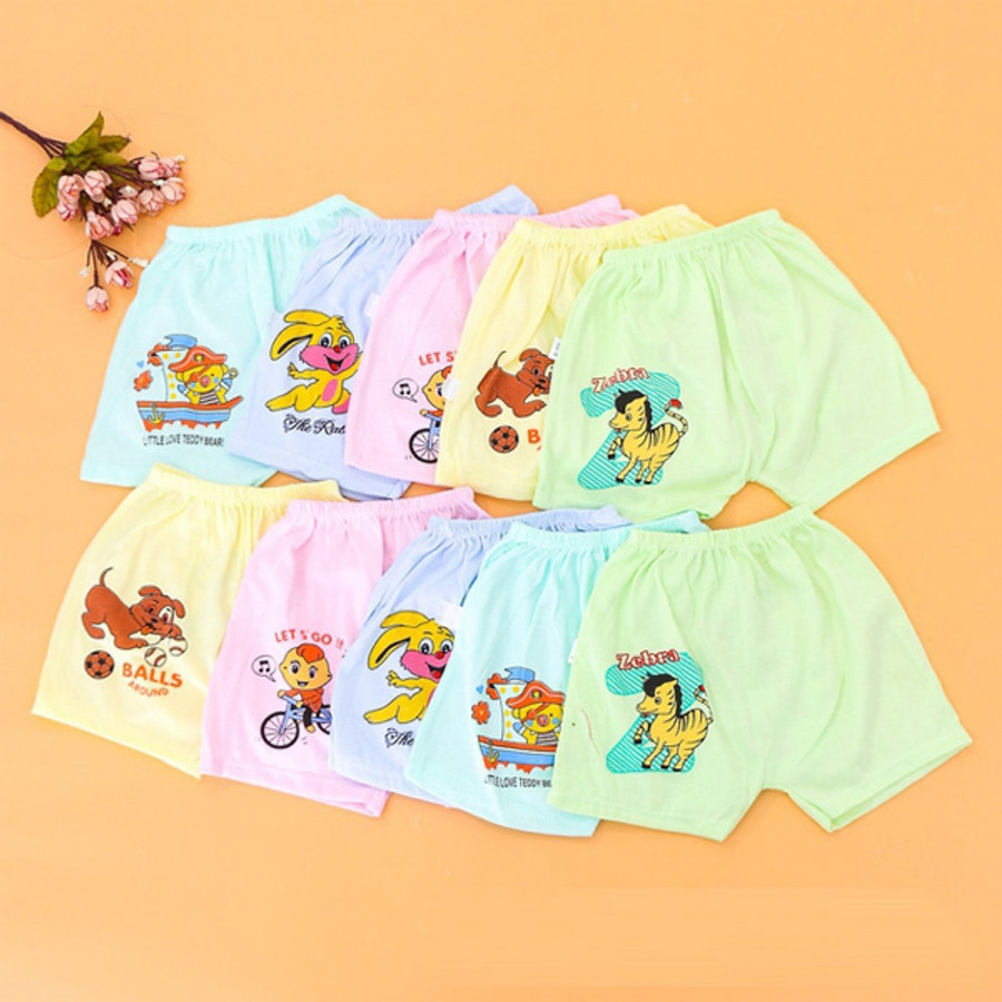 Combo 10 quần đùi cotton in hình ngộ nghĩnh cho bé