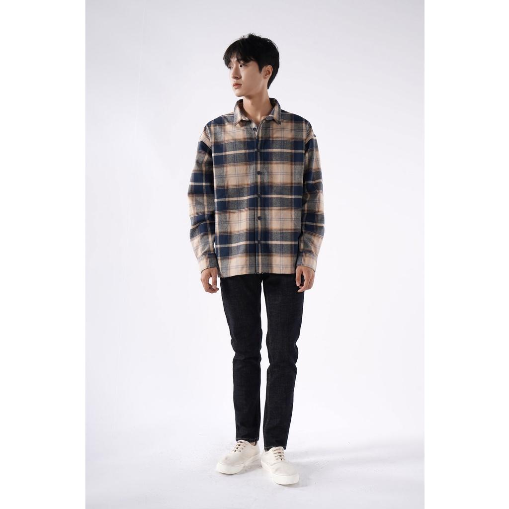 ÁO SƠ MI CARO NAM OVERSIZE nhãn trang trí 10F21SHL012 - LASTORE MENSWEAR