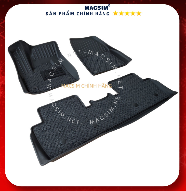 Thảm lót sàn ô tô 2 lớp dành cho xe Peugeot 5008 2018-2023+ nhãn hiệu Macsim chất liệu TPV cao cấp màu đen (2 hàng ghế)