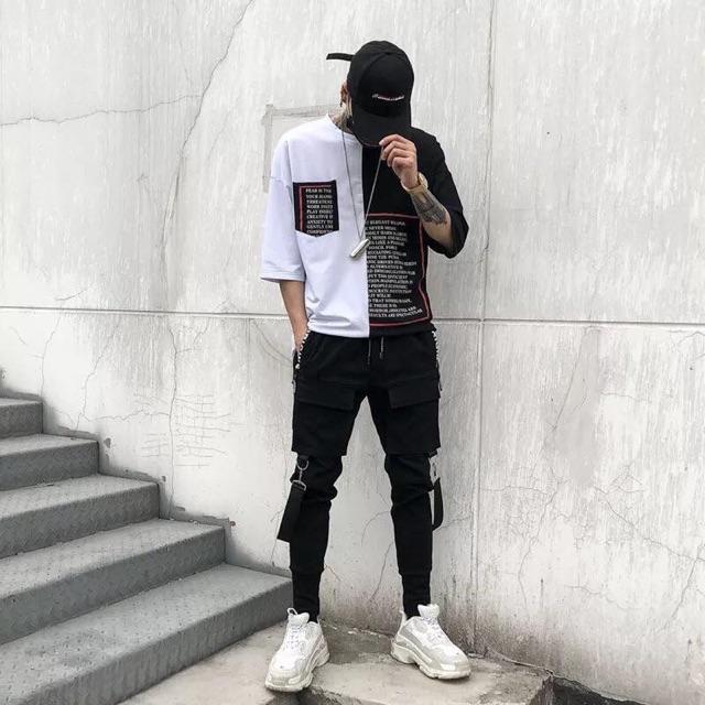 Pant kaki túi in chữ