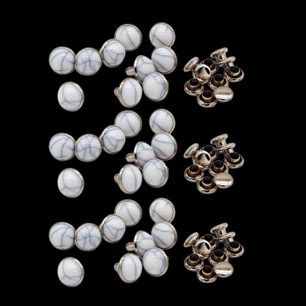 60 Dome Xanh Ngọc Nhanh Chóng Đinh Tán Đinh Nhọn Cho Làm Đồ Da Thủ Công 8.5 Mm Màu Trắng Đỏ