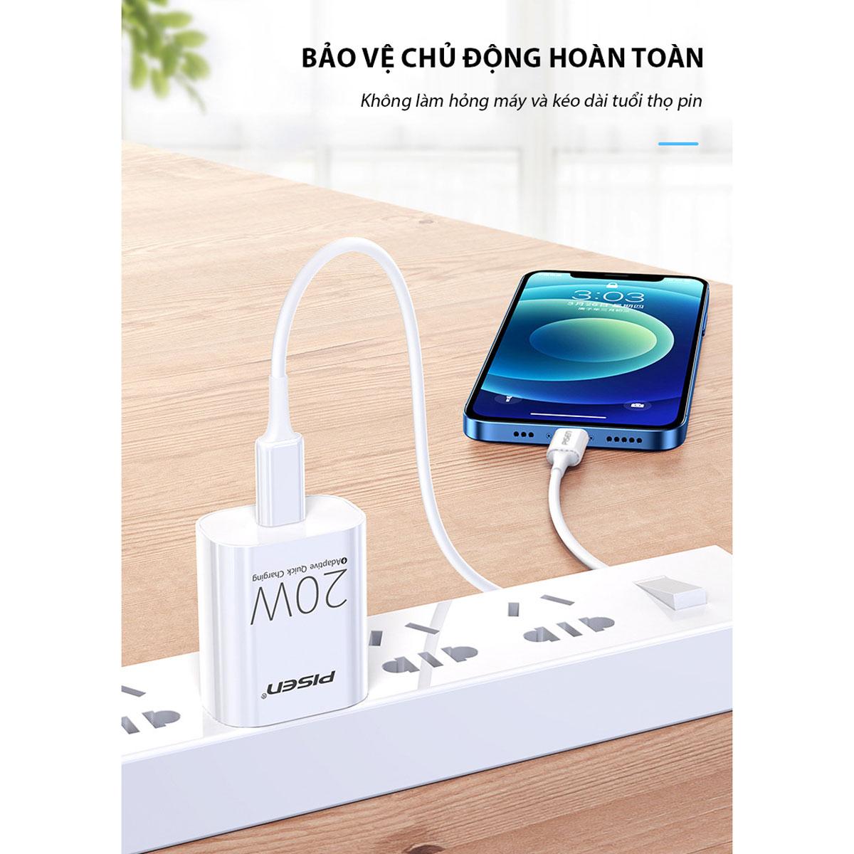 Bộ Sạc Nhanh Mr White USB-C 20W CL1000 Lightning - Pisen TS-C135