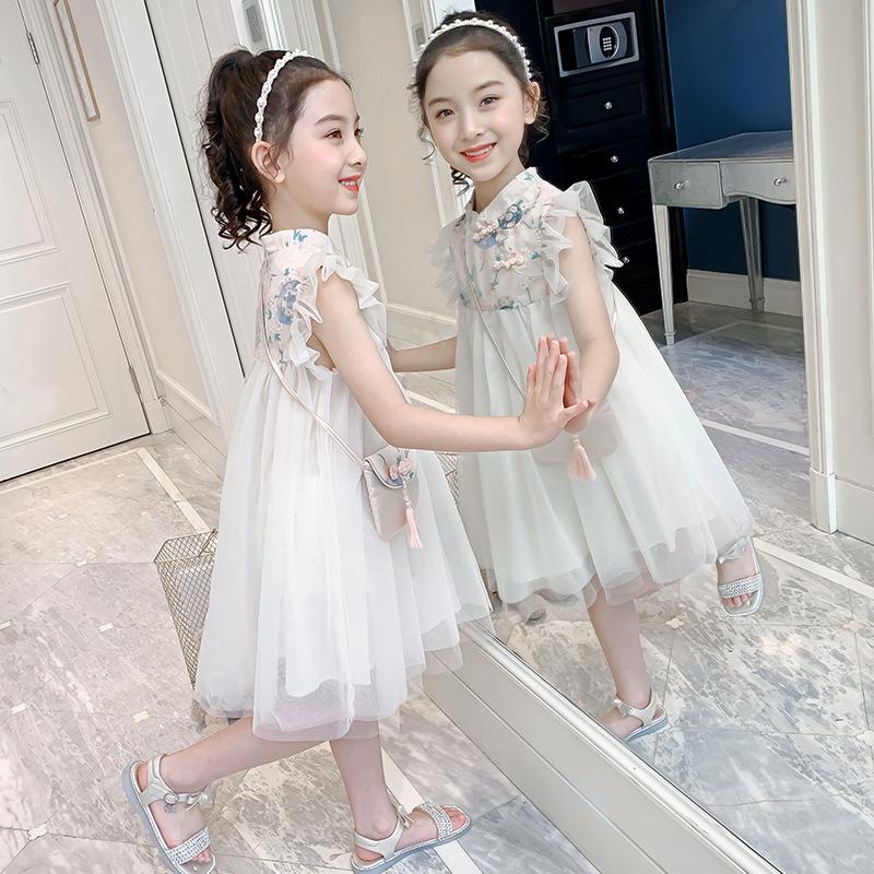 Đầm công chúa sườn xám hoa anh đào cho bé gái size 20-30kg hàng Quảng Châu cao cấp