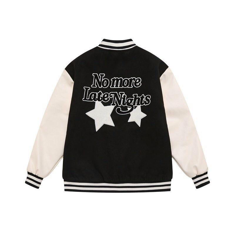 Áo khoác dù Bomber Phối Màu NO MORE Áo khoác unisex Cổ Bo Dệt Unisex Nam Nữ Ulzzang