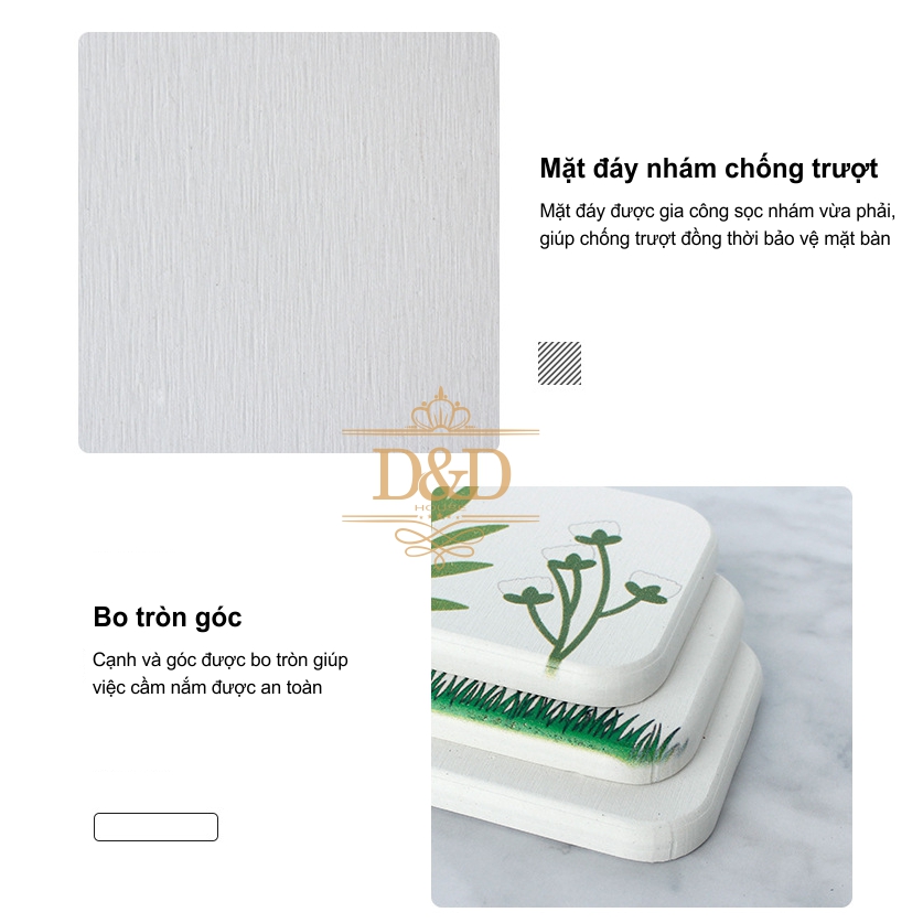 Miếng lót, tấm lót hút nước bằng đất xốp Diatomite (22.5x7cm) họa tiết, thông điệp dễ thương