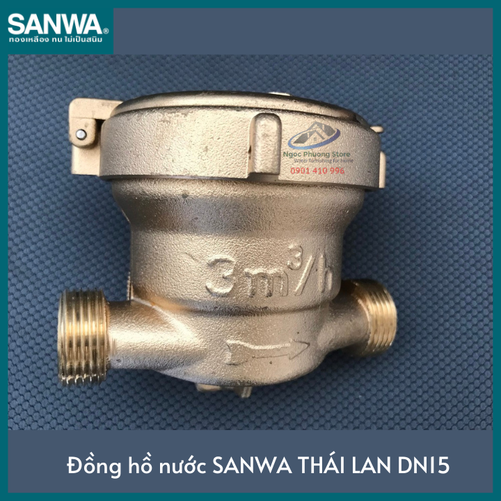 [SANWA THÁI LAN] Đồng hồ đo lưu lượng nước sạch Sanwa nhập khẩu, có kiểm định, Phi 21mm SV15