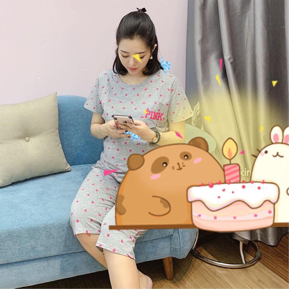 Bộ bầu và sau sinh cộc tay có lật ngực cho bé ti, lửng cotton A009