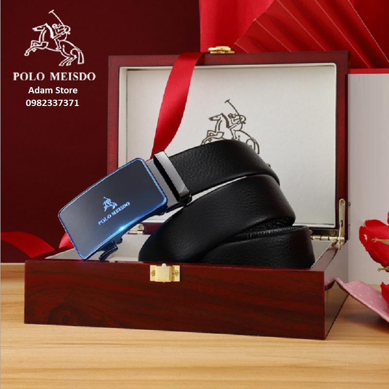Thắt Lưng Nam Dây Nịt Nam Da Bò Cao Cấp POLO MEISDO Khóa Tự Động BH 24 tháng