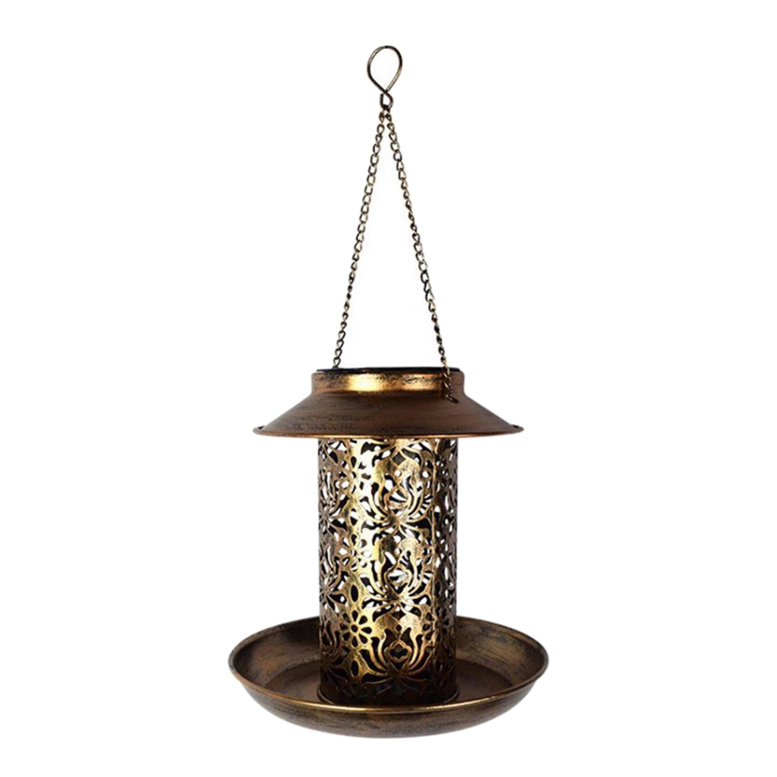 Solar Bird Hanging Feeder Outside Hanging Food Feeder Outdoor Solar Powered Garden Lantern Lights for Outdoors Garden