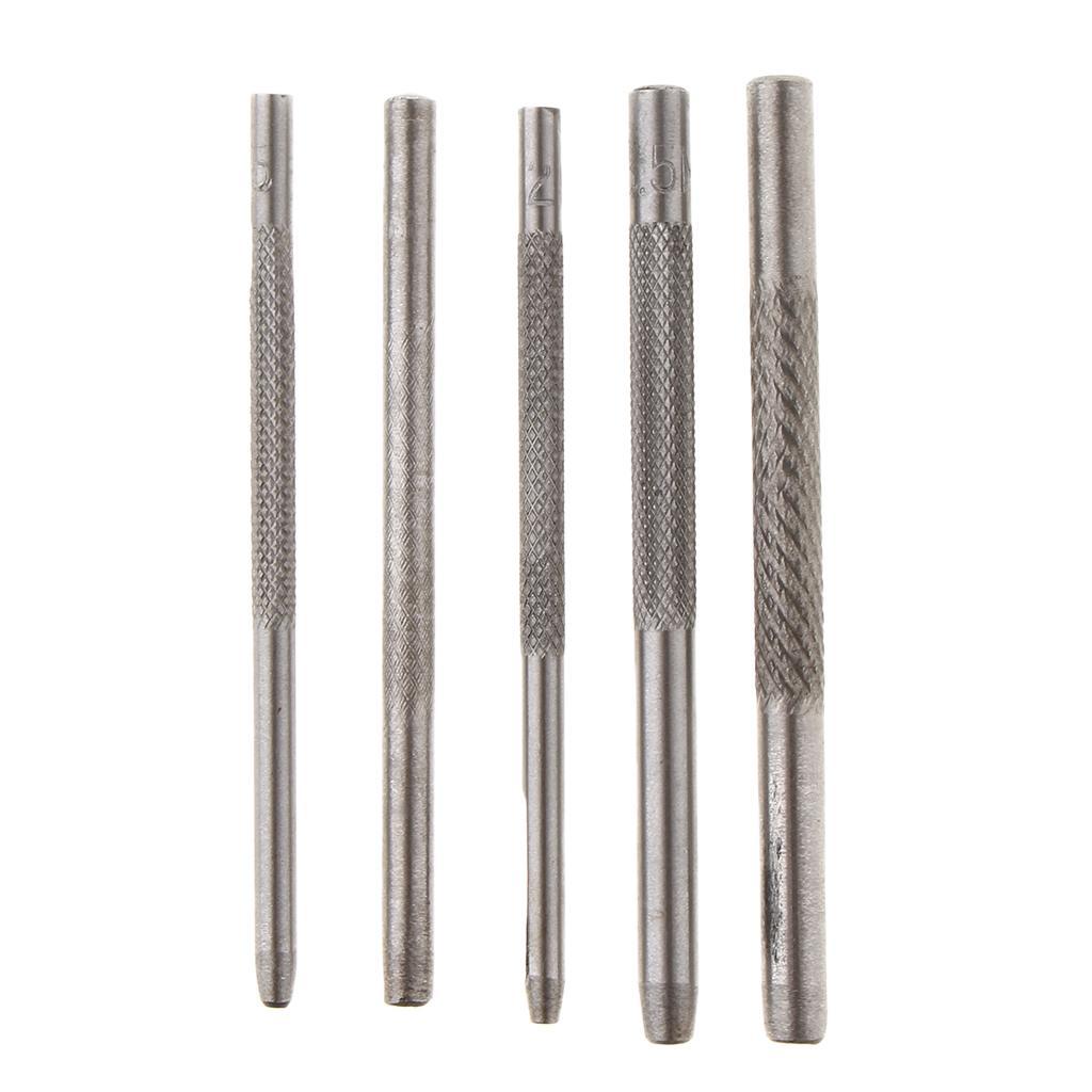 5 Pieces Leather Tool Puncher Hole Craft Set Metal Hollow Steel Puncher Belt