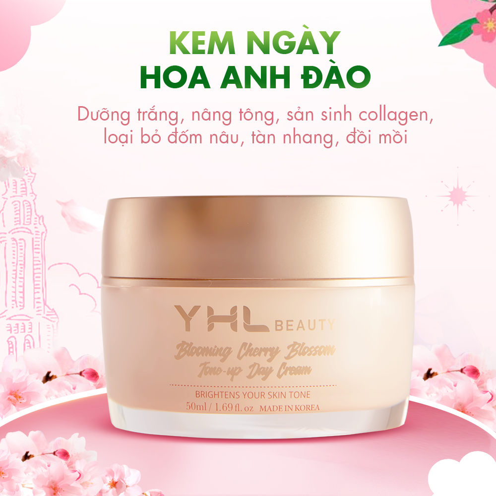 Combo ngày đêm hoa anh đào dưỡng trắng và chống nhăn da YHL Hàn Quốc