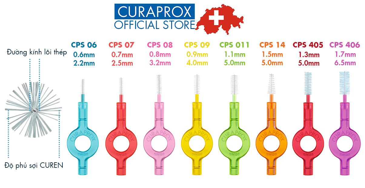 Tăm chải kẽ răng Curaprox CPS 457 có hộp (màu ngẫu nhiên)