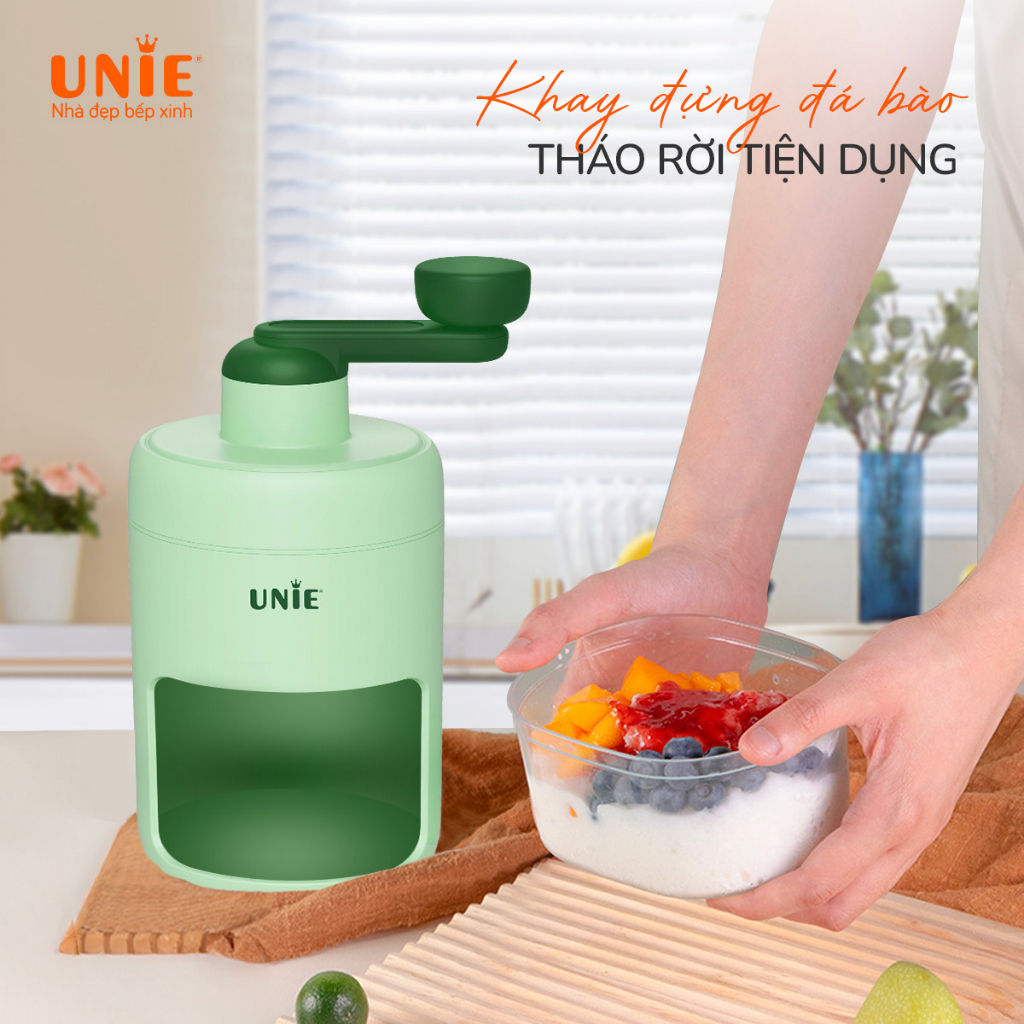 Máy bào đá mini Unie UIC20, Thao tác đơn giản bằng tay, không cần cắm điện, Lưỡi dao sắc bén,chất liệu an toàn - Hàng chính hãng