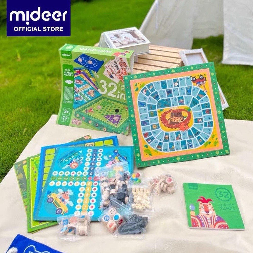 Cờ vua, cờ tướng, cờ vây … 32 loại trò chơi Board Game Mideer Classic Games 32 In 1 đồ chơi trí tuệ cho bé