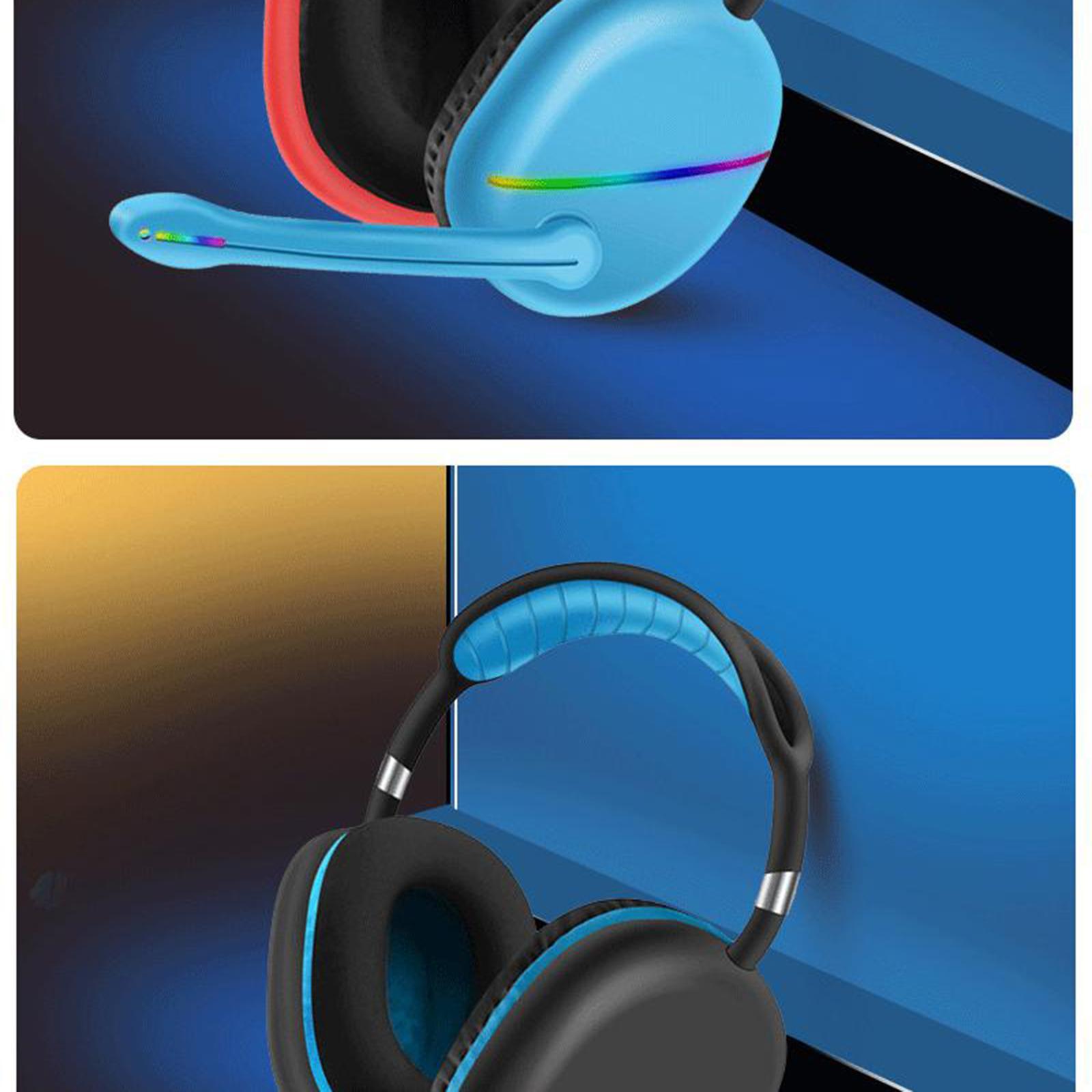 2 Bluetooth 5.1 Headphones with Microphone, RGB Lights, HiFi Low Latency Computer