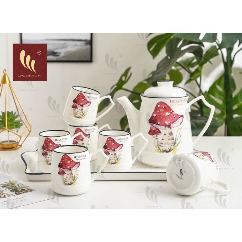 Bộ ấm tách gốm sứ mang phong cách Châu Âu