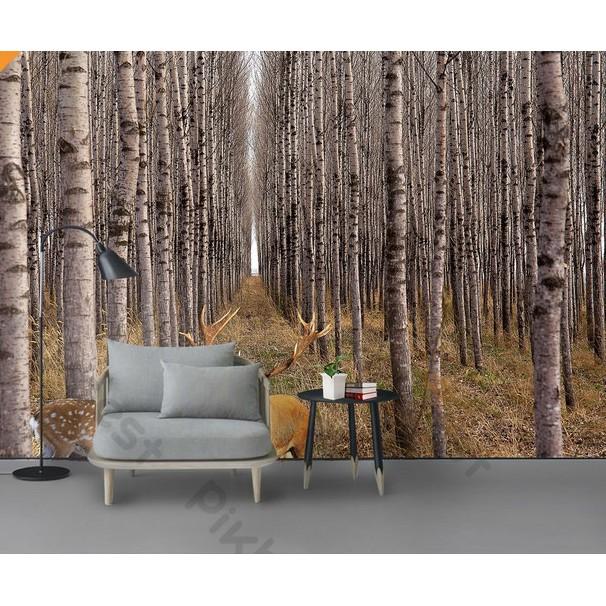 Tranh dán tường Phong cách Bắc Âu hàng cây nối dài, tranh dán tường 3d hiện đại MS892805