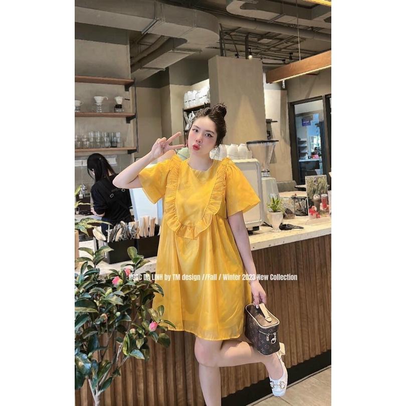 ĐẦM ĐI CHƠI, ĐẦM BABYDOLL CỔ TRÒN TAY NGẮN THIẾT KẾ BÈO CHẤT TƠ 2 LỚP CỰC IU