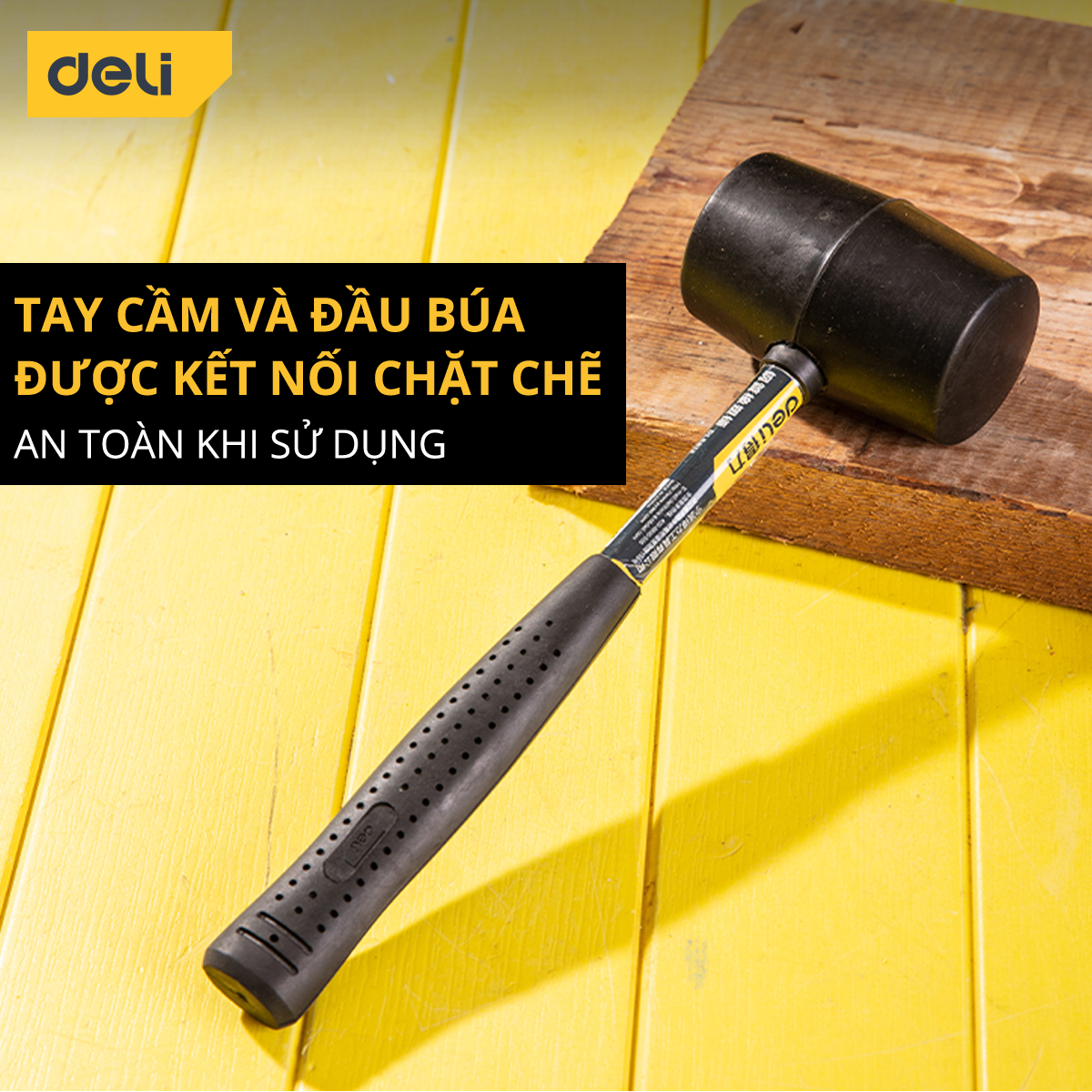 Búa Cao Su Tay Cầm Thép Deli Cao Cấp - Sử Dụng An Toàn Nhiều Bề Mặt, Tay Cầm Chống Trơn Trượt - DL5612