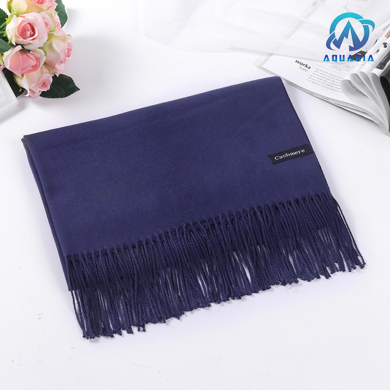 Khăn Choàng Cổ Nam Nữ Unisex Chất Len Cashmere Cao Cấp Mềm Mịn, Khăn Len Quàng Cổ 70X200Cm - Mẫu 12 - Xanh Than