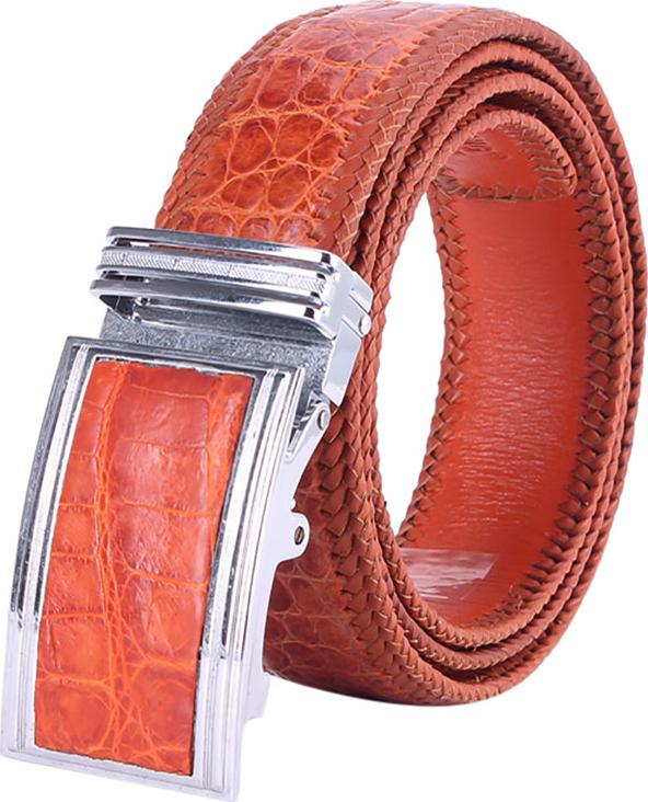 Thắt Lưng Nam Da Cá Sấu Đan Viền Bản Lớn Huy Hoàng HT4291 - Vàng