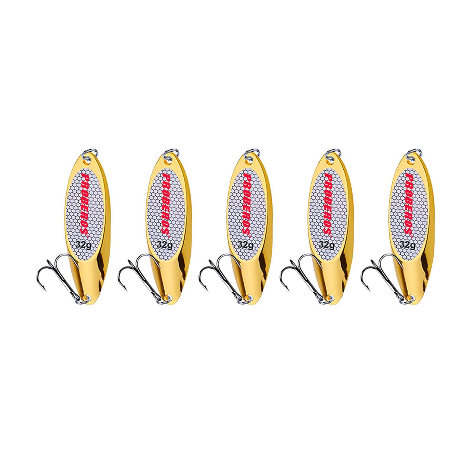 5x Fishing Spoons Lures Fishing Baits Saltwater with  Hooks Bass Baits Fishing Lures for Salmon Bass Redfish Perch Fishing Accessories