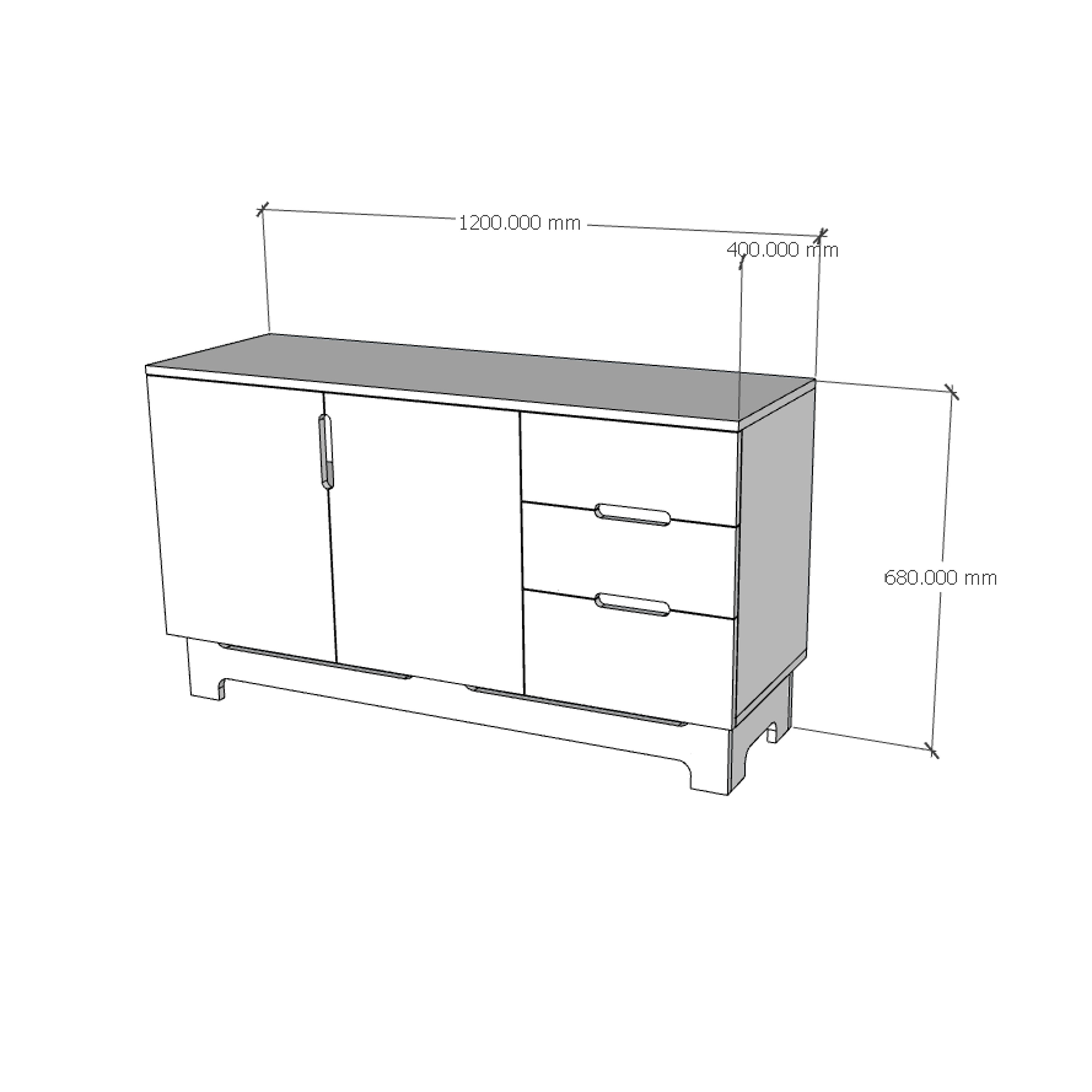 [Happy Home Furniture] MOLLY, Tủ lưu trữ 2 cánh mở - 3 ngăn kéo , 120cm x 40cm x 68cm ( DxRxC), TCM_101