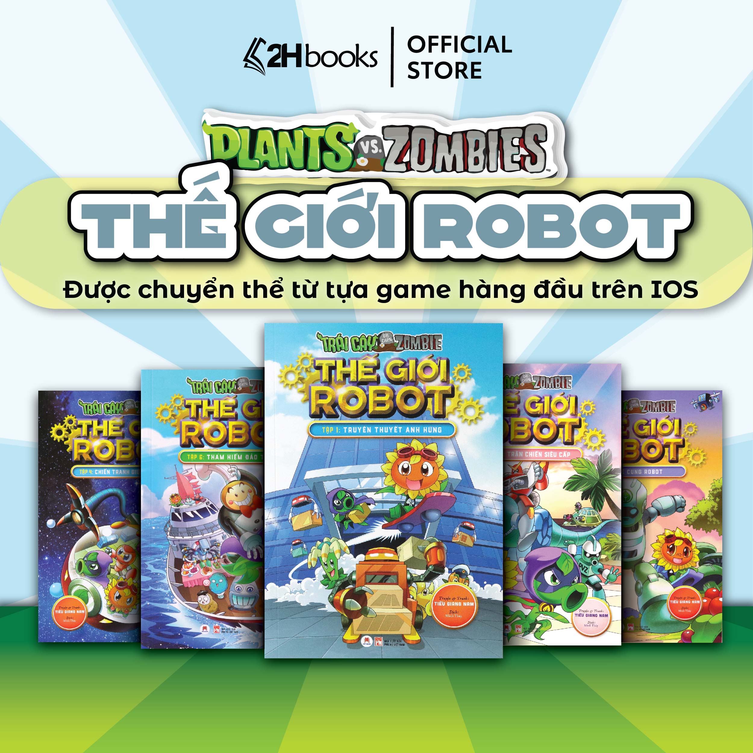 Sách Plants vs Zombies, Trái cây đại chiến zombie, Thế giới Robot, Truyện tranh cho bé, 2HBooks