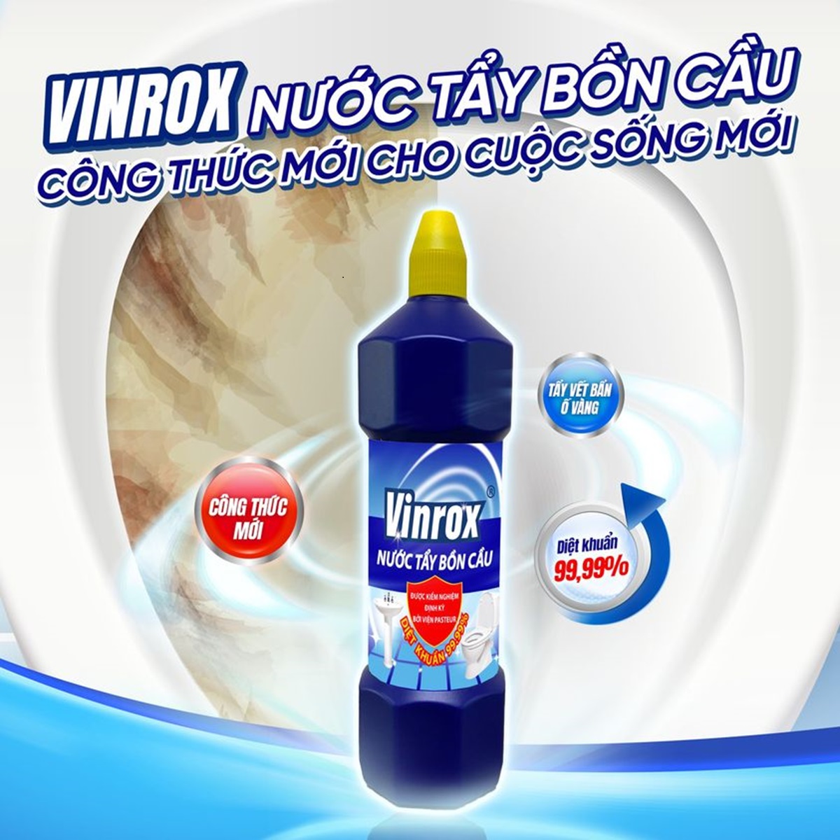 [Combo 3 TẶNG 3] 3 chai Nước Tẩy Bồn Cầu Diệt Khuẩn Khử Mùi hiệu quả VINROX 1L Fresh