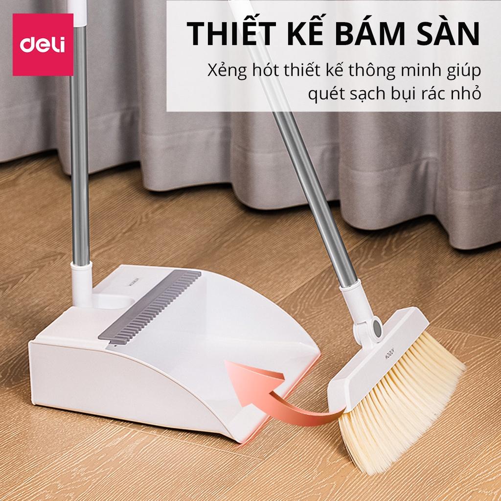 Bộ Chổi Quét Nhà Thông Minh Xoay 180 Độ Kèm Hót Rác Gấp Gọn Deli - Chổi Xẻng Quét Sạch Bụi Chống Mắc Tóc Tiện Lợi Phù Hợp Với Mọi Mặt Sàn Phòng Khách, Phòng Ngủ, Phòng Bếp Thiết Kế Có Móc Treo - VSS1003