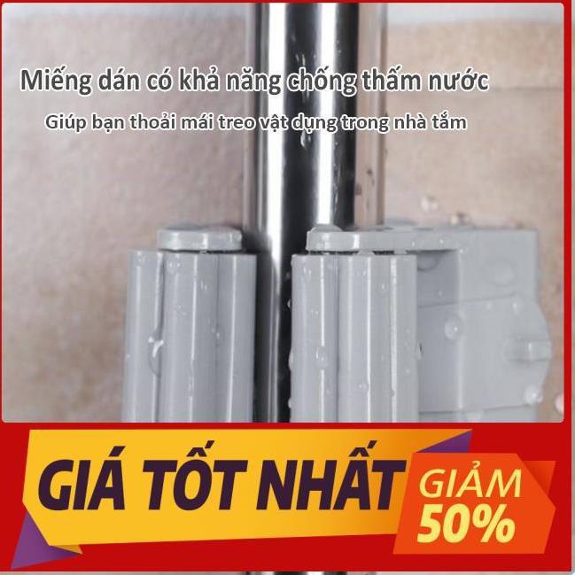 Móc dán tường thông minh kẹp chổi giữ cây lau nhà miếng trong suốt đa năng treo đồ chịu lực siêu dính chắc