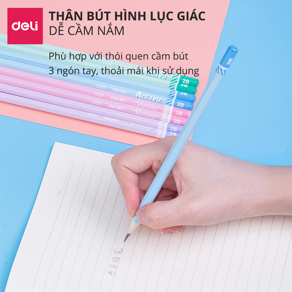 Bút chì lục giác Deli - loại 2B/HB - 30 chiếc/hộp - 58166 / 58167