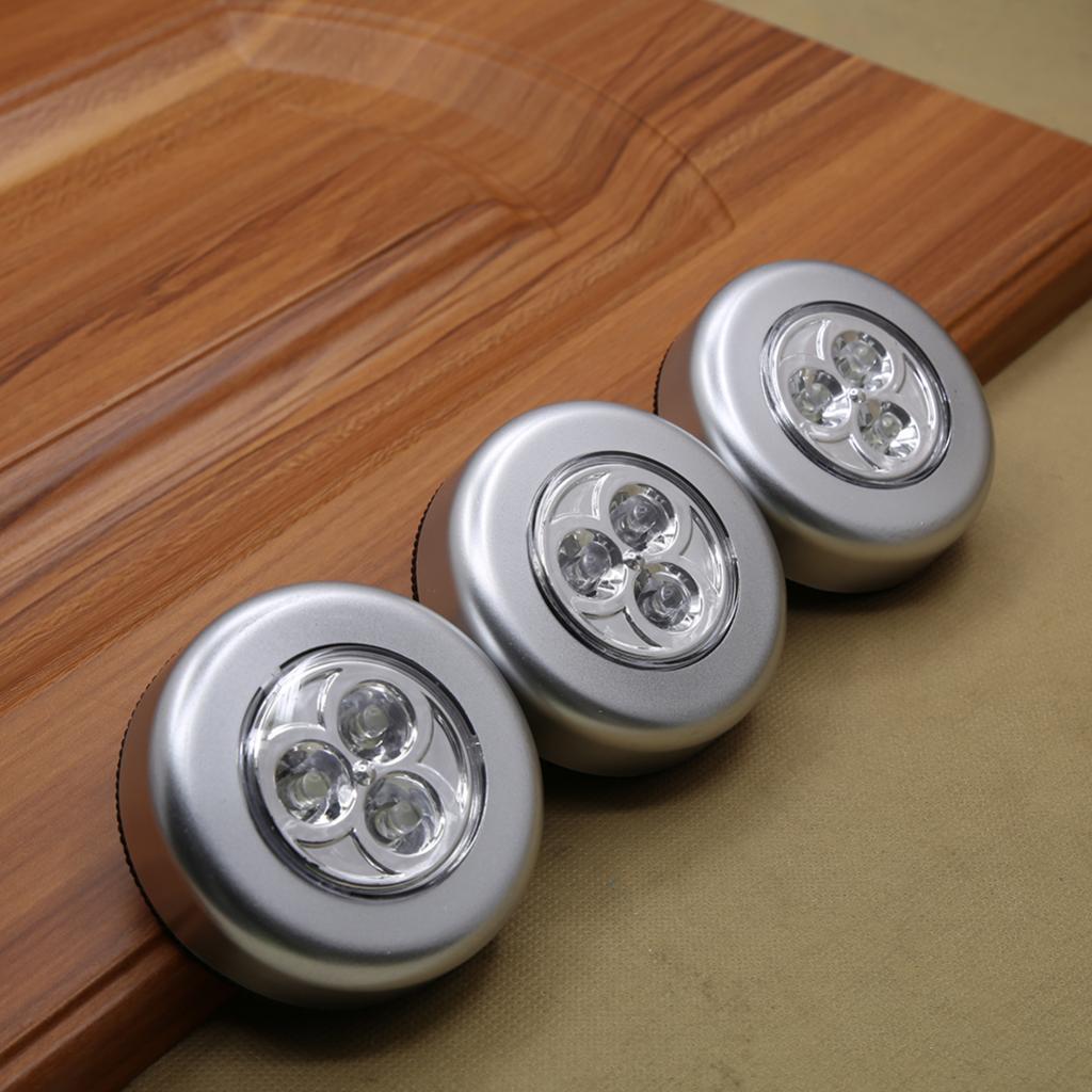 3PC LED Wireless Stick on Push Light Battery Powered Touch Light For Cabinet