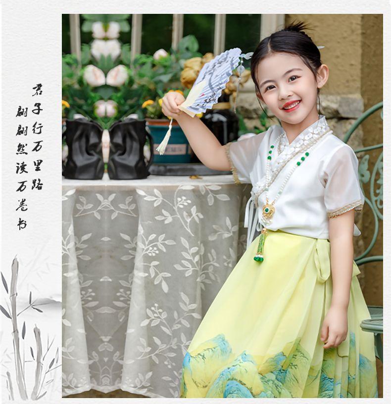 SHUANGYAN Cô gái ngựa mặt váy phù hợp với trẻ em Hán phục cổ trang nửa người váy cô gái nhỏ Trung Quốc phong cách mùa hè mỏng Đường trang phục Minh chế