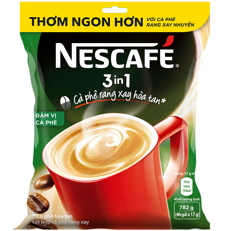 Cà phê rang xay hòa tan Nescafé 3in1 Vị Rang Đậm (Bịch 46 gói x 17g) [Tặng ly sứ pastel] Giao mẫu ngẫu nhiên