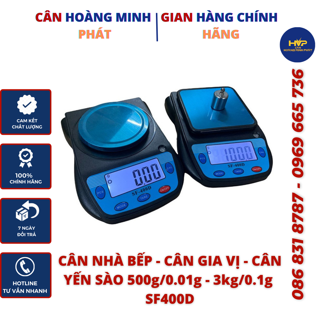 Cân điện tử tiểu ly nhà bếp SF-400D 600g x 0,01g, 3000g x 0,1g (cân điện tử để bàn). [ CÂN HOÀNG MINH PHÁT