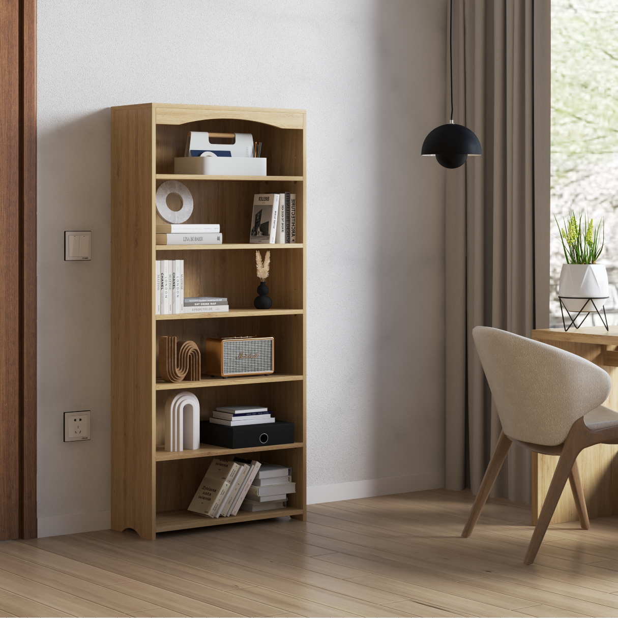 [Happy Home Furniture] CATY , Kệ sách 6 ngăn ,  70cm x 30cm x 160cm (DxRxC), KSA_029
