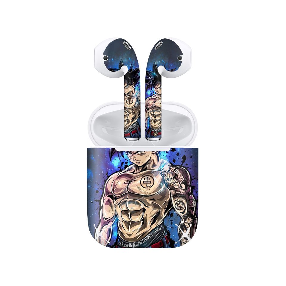 Miếng dán skin chống bẩn cho tai nghe AirPods in hình Songoku Dragon Ball - 7vnr033 (bản không dây 1 và 2