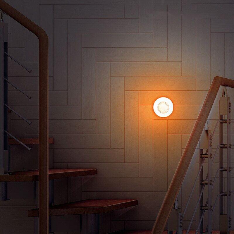 LED Night lights/ wall lamp, White shell, White/ Gold (warm white) lighting, Wireless smart sensing, For living room, bedroom, staircase, corridor, indoor night light, Use AA battery power, 0.25W