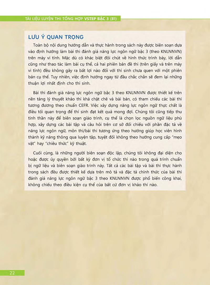 Sách Tài Liệu Luyện Thi Tổng Hợp VSTEP Bậc 3 (B1) (Quét Mã Qr Hoặc Vào Trang Web Để Nghe File Mp3)