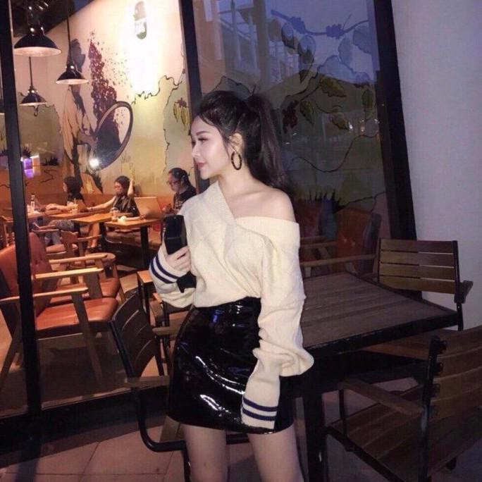 Chân váy da bóng cạp cao QC siêu đẹp