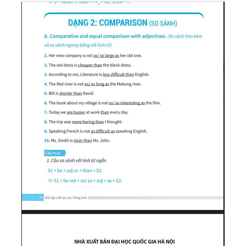 Sách Bài tập viết lại câu tiếng Anh