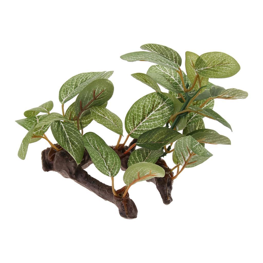 Set of 2, Reptile Terrarium Leaves Vines Vivarium Ornament Fake Plant Decor