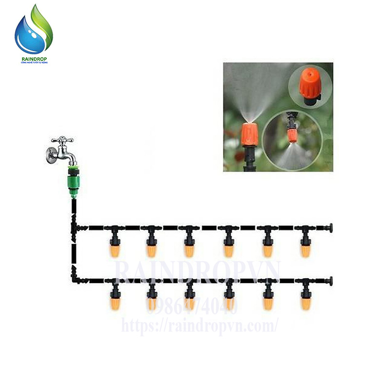 Bộ kit phun sương 20 béc cam đầy đủ phụ kiện