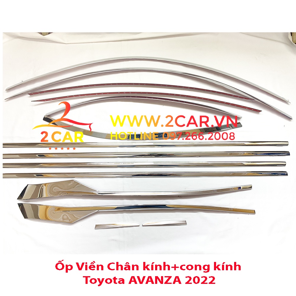 Nẹp viền chân kính, cong kính xe TOYOTA AVANZA 2022 2023 chất liệu inox 304 sáng bóng