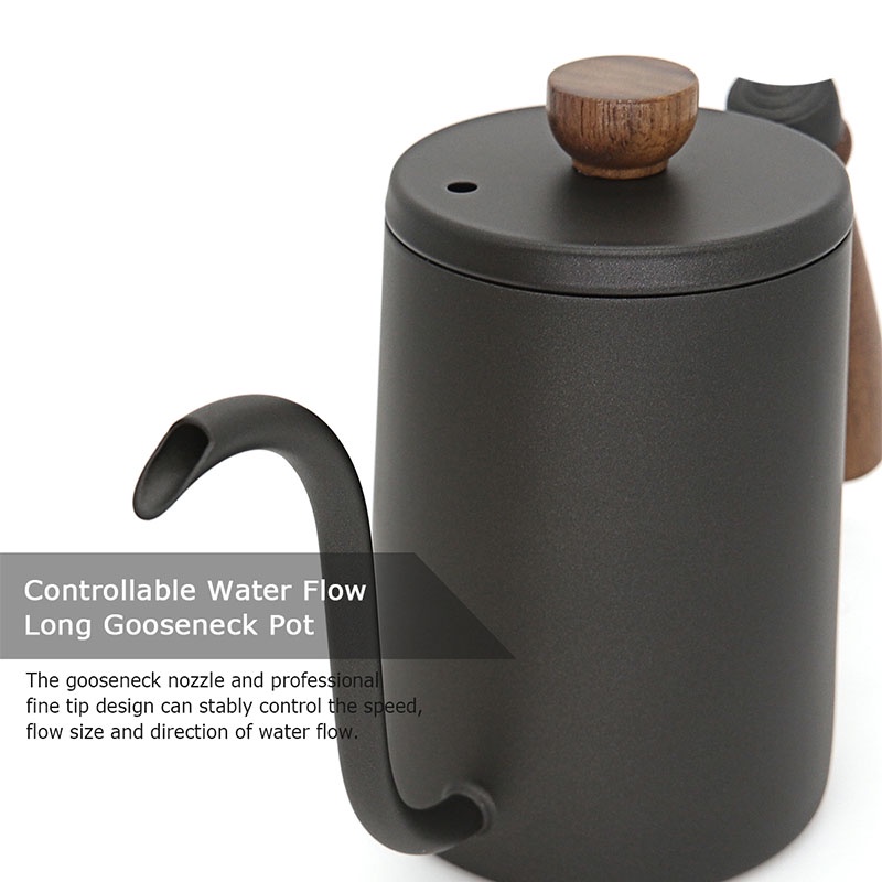 Bình rót cà phê 600ml bằng thép không dỉ, có nhiệt kế