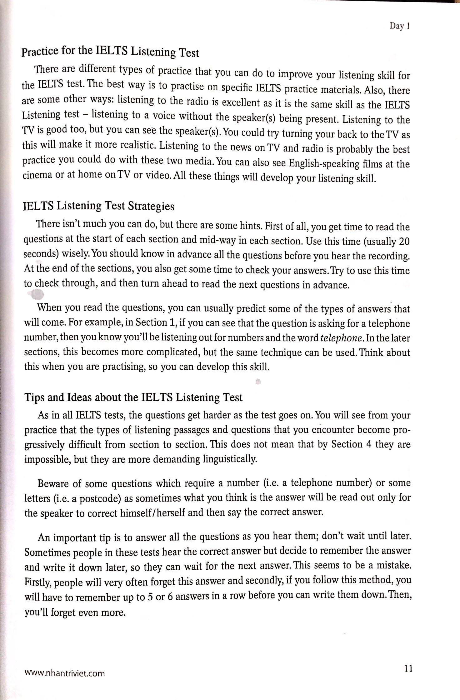 15 Days' Practice For Ielts - Listening